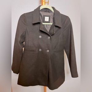 Gap kids black wool pea coat size large